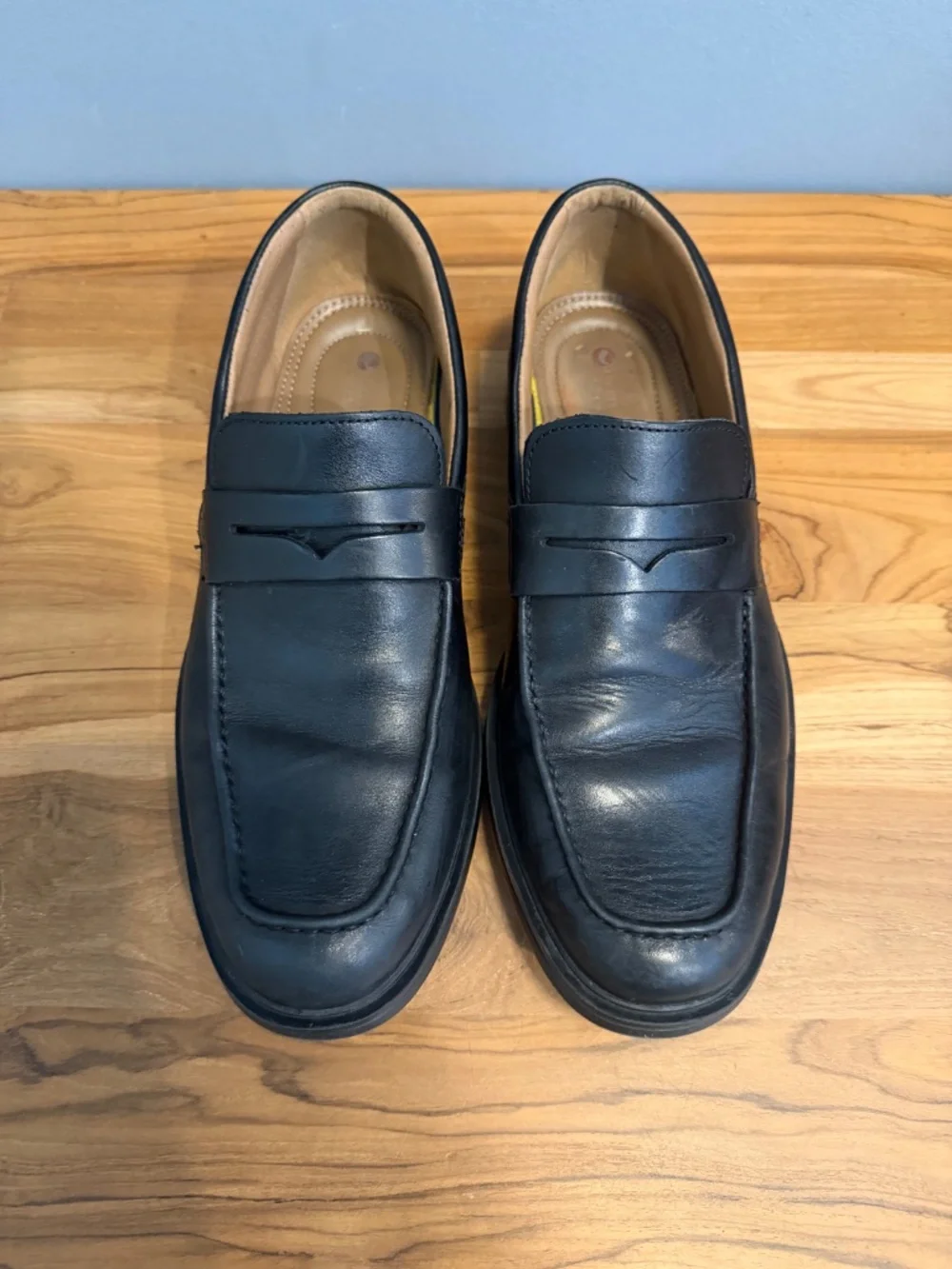 Clarks Unstructured Black Leather Penny Loafers in Men’s Size 7.5M